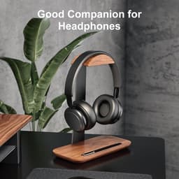 Walnoothout Hoofdtelefoonstandaard, Natuurlijk Houten Desktop Hoofdtelefoonhouder met Opbergbasis, Geschikt voor AirPods Max, Beats, Bose, Sony, Sennheiser, Gaming, enz — thumbnail 3