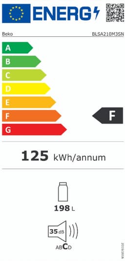 1 deurs koelkast 54cm 198l wit - beko - BLSA210M3SN — thumbnail 5