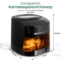 Emerio Airfryer XL 1800W - 7,2 Liter Heteluchtfriteuse - Regelbare thermostaat 40ºC tot 200ºC - 8 Kookprogramma's - AF-129622.1 Zwart — thumbnail 5