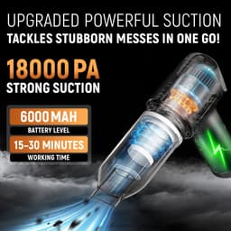 PeTraum M-02 Nieuwe Generatie Draadloos Handstofzuiger - 4-in-1 Kruimelzuiger - Zuigen, Blazen, Oppompen & Lucht Afzuigen - Mini Kruimelzuiger voor Auto, thuis, Bank, Kantoor, Dierenharen — thumbnail 9