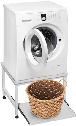 Wasmachine Verhoger Met Uitschuifbare plank - Wasmachine opbouwmeubel - Wasmachine Sokkel - 63x54x45.5cm - Wit — thumbnail 7
