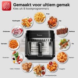 Turbotronic AFG5 Airfryer XXL met glazen bak- BPA & PFAS Vrij - 5.5L - Heteluchtfriteuse - Dual Heating - 40ºC tot 200ºC - 8 Kookprogramma's - Zwart — thumbnail 7