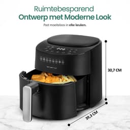 Emerio Airfryer XL 1300W - 4,5 Liter Heteluchtfriteuse - Regelbare thermostaat 40ºC tot 220ºC - 8 Kookprogramma's - AF-129369 Zwart — thumbnail 5