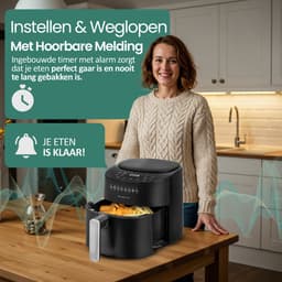 Emerio Airfryer XL 1300W - 4,5 Liter Heteluchtfriteuse - Regelbare thermostaat 40ºC tot 220ºC - 8 Kookprogramma's - AF-129369 Zwart — thumbnail 3