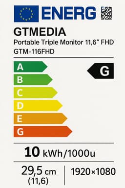 GTMEDIA - Portable Monitor Triple - Portable Monitor Laptop - Portable Monitoren - 11.6'' - 1920*1080 IPS FHD - Plug & Play — thumbnail 4