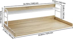Werkblad voor Wasmachine En Droger met 2-Traps Plank, 137,2 X 68,6 cm Houten Werkblad voor Wasmachine En Droger met Antislipkussentjes, Waterafstotende Wastafel voor EfficiëNt — thumbnail 4