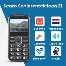 Senzo Senioren Telefoon - 4G - SOS-knop - GSM - Senioren Mobiele Telefoon - Simlockvrij - Incl. Simkaart - Nederlandstalig — thumbnail 2