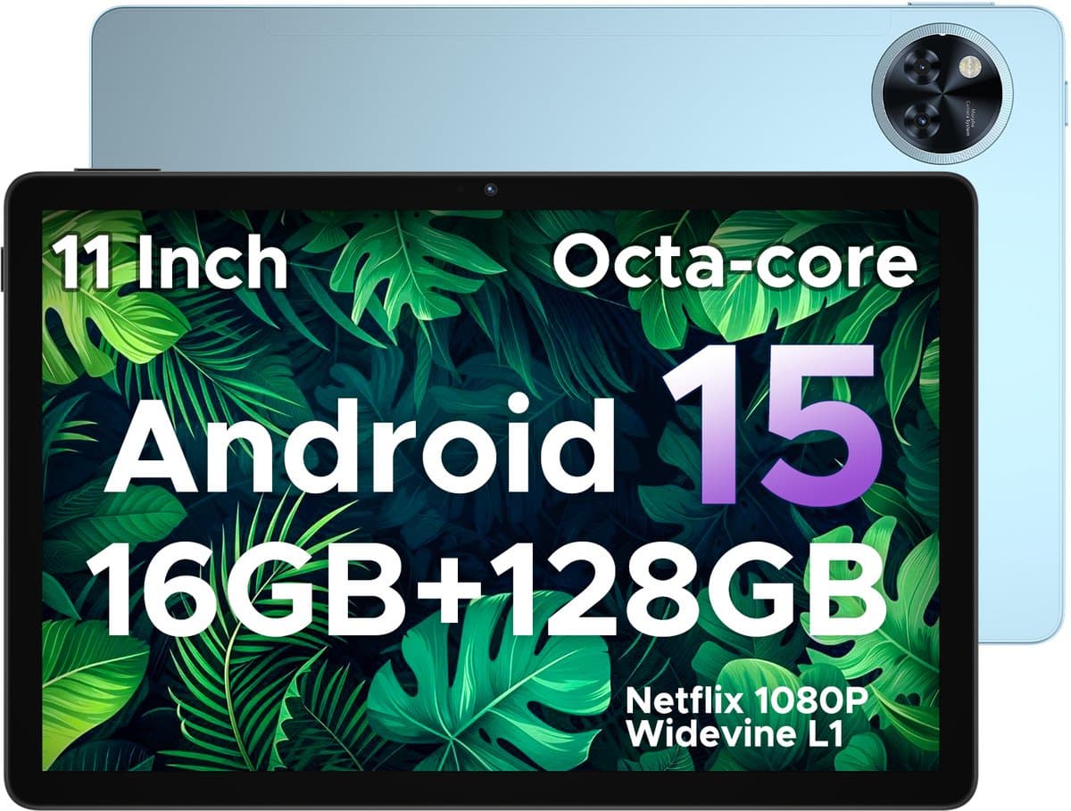 DOOGEE Tablet U11-Android 15 -11 inth 90 Hz-16 GB RAM+ 128 GB ROM/TF 2TB - Dubbele boxluidsprekers - 8580 mAh - Face ID - 5G WiFi - Widevine L1 - GPS - Blauw — afbeelding 1