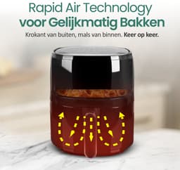 Emerio Airfryer XL - 5 Liter Heteluchtfriteuse - Regelbare thermostaat 80ºC tot 200ºC - 12 Kookprogramma's - Digitaal display - Timer functie - Kijkvenster - Cool touch - AF-129329.3 Zwart — thumbnail 3