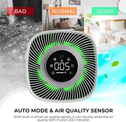 Smart Air Purifier DN-905 - Luchtreiniger met HEPA-filter - Voor Baby & Slaapkamer - Stil (≤ 65 dB) - App & Afstandsbediening - 36 m² Dekking - Zwart — thumbnail 6
