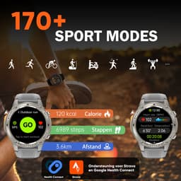 Synyq GPS Pro - GPS Smartwatch Heren - 3 Bandjes - 51mm - AMOLED Scherm - 5ATM Waterdicht - Belfunctie - 170+ Sportmodi - Stappenteller - Hartslag, Slaapmeter, SpO2 - Smartwatch Heren - Horloge Heren - Sport Horloge - IOS & Android — thumbnail 3