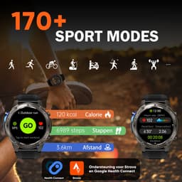 Synyq GPS Pro - GPS Smartwatch Heren - 51mm - AMOLED Scherm - 3 Bandjes - 5ATM Waterdicht - Belfunctie - 170+ Sportmodi - Stappenteller - Hartslag, Slaapmeter - Smartwatch Heren - Horloge Heren - Sport Horloge - IOS & Android — thumbnail 3