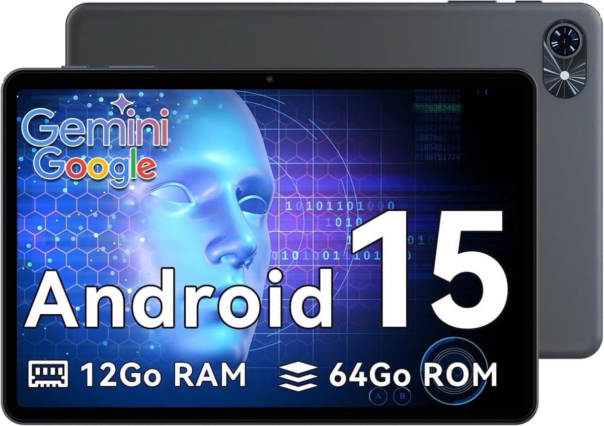 TABWEE Tablet T80 - Gemini AI - 12GB RAM - 64GB ROM - 10.5 Inch - 6000 mAh - Android 15 - 5G WiFi - Bluetooth 5.0 - Grijs — afbeelding 1