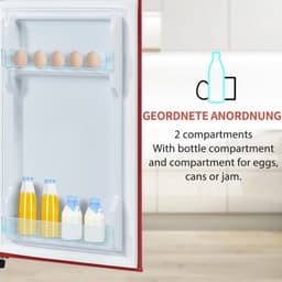 retrokoelkast, koel-vriescombinatie, 105,5 cm hoog, 41 cm breed, tweedeurig, met 92 liter totaal volume, 28 liter vriesvolume. Deurrek en glasrek. 116 kWh/jaar, -27掳C ~13掳C, LED-verlichting — thumbnail 20