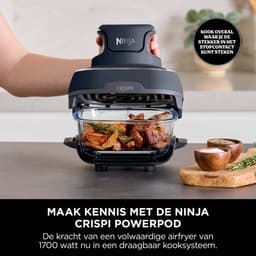 Ninja CRISPi 4-in-1 compact glazen kooksysteem - Airfryer, Roast, Recrisp, Keep Warm - Inclusief twee glazen schalen van 3.8L en 1.4L en bijpassende deksels - 2 Crisper-Plates - Blauw - FN101EUGY — thumbnail 7