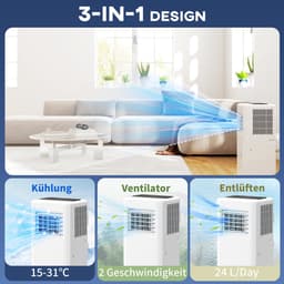 HOMCOM-Mobile Klimageräte aus ABS-Kunststoff, Stahl Weiß — thumbnail 10