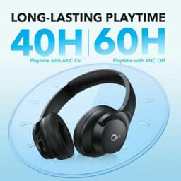 Soundcore Q20i by Anker, Draadloze Bluetooth over-ear hoofdtelefoon met hybride actieve ruisonderdrukking, 40 uur speeltijd in ANC-modus, Hi-Res audio, diepe bas, personalisatie via app — thumbnail 3