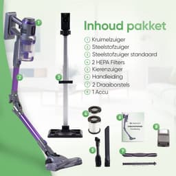 Heevey 4-in-1 Steelstofzuiger Draadloos - Steelstofzuiger snoerloos - Stofzuiger zonder zak - HEPA Filter - Handstofzuiger - Kruimeldief - 150 airwatts - Met 4 verschillende opzetstukken — thumbnail 7