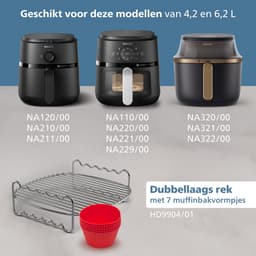 Philips dubbellaags rek Airfryer Accessoire - HD9904/01 - Geschikt voor Philips - 3,2 L dubbellaags rek met 7 muffinvormen — thumbnail 7