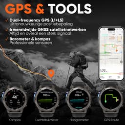 Synyq GPS Pro - GPS Smartwatch Heren - 51mm - AMOLED Scherm - 3 Bandjes - 5ATM Waterdicht - Belfunctie - 170+ Sportmodi - Stappenteller - Hartslag, Slaapmeter - Smartwatch Heren - Horloge Heren - Sport Horloge - IOS & Android — thumbnail 4