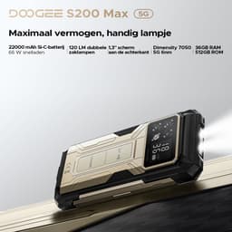 DOOGEE S200 Max 5G AI Outdoor-telefoon-22000 mAh/66 W batterij-36 (16 + 20) GB+512 GB-Android 15-6,72inch FHD+120 Hz-scherm aan de voorkant-1,3-inch scherm aan de achterkant-108 MP+20 MP nachtzicht+32 MP camera's-Dubbele 120 LM kampeerlamp-WiFi 6-NFC — thumbnail 8