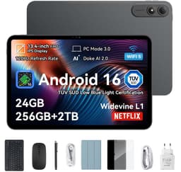 OSCAL Pad 200 Tablet - 24GB RAM - 256GB ROM - 13.4 Inch Full HD - 8300mAh AI Tablet - Android 16 - Met Toetsenbord(QWERTY), Beschermhoes, Muis, Stylus - Zwart — thumbnail 1