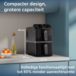 Philips 4000 Series Dual-Stacked Dubbele Airfryer – NA460/00 - 2 Lades (Sync) – 10 L – Tot 6 Personen – Bespaart 45% Ruimte — thumbnail 10