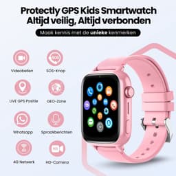Protectly® GPS Horloge Kind Met Simkaart - 4G - SOS Knop - Smartwatch Kinderen - GPS Tracker Kind - Kinder Smartwatch - Videobellen - HD Camera - Whatsapp en SMS - Elke polsmaat - Incl. Simkaart — thumbnail 2