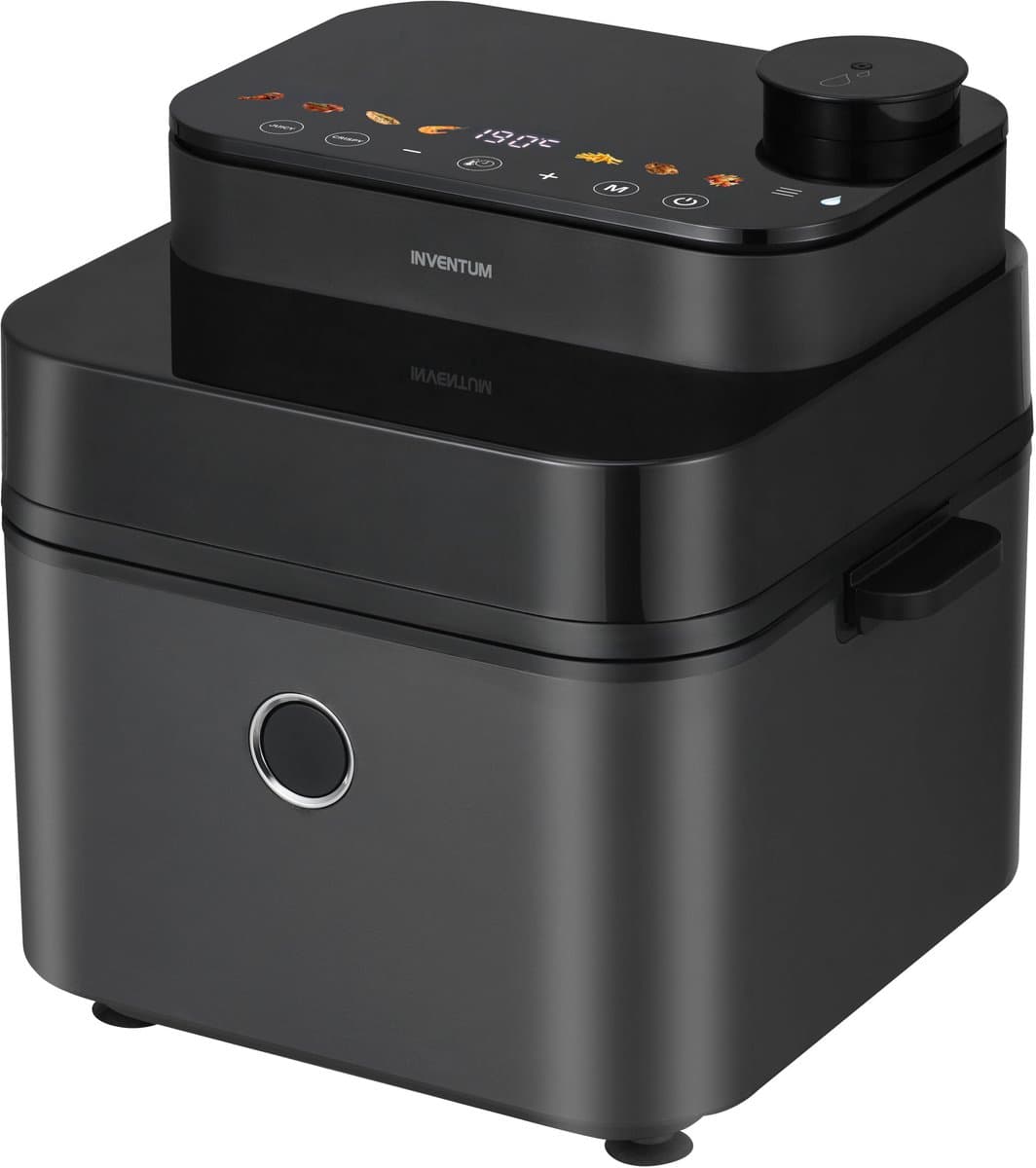 Inventum GF730HLDB Airfryer XXL - 7,3L - Crispy- & stoomfunctie - Kijkvenster - 8 programma's - 80-200 °C - PFAS-vrij - Tot 6 personen - Grijs/Zwart — afbeelding 1