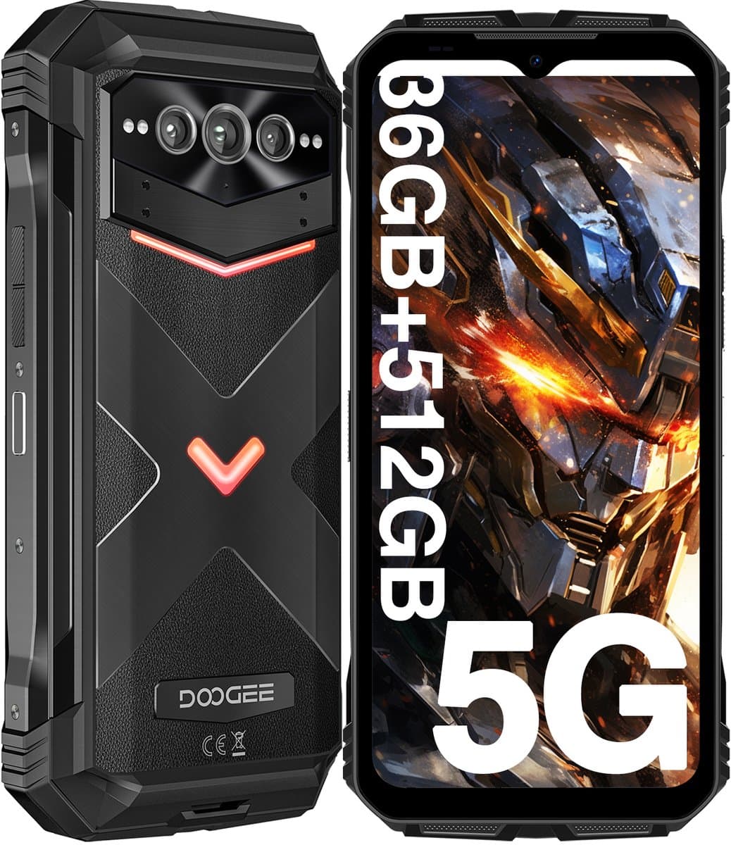 DOOGEE VMAX PLUS 5G - Robuuste Smartphone - Robuuste Telefoon - 36 GB ROM + 512 GB ROM - 22000 mAh/33 W- 200 MP + 32 MP + 20 MP nachtzicht - 6,58 inch FHD+ 120 Hz IPS - NFC - Face ID - Wi-Fi 6 - dubbele luidsprekers - Zwart — afbeelding 1