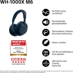 Sony WH-1000XM6 - Draadloze koptelefoon met Noise Cancelling - Blauw — thumbnail 5