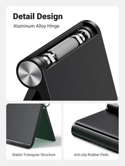 Gigicial Tabletstandaard - Verstelbare hoek - Geschikt voor tablets van 10 inch en kleiner - Antislip en krasbestendig - 1 stuk - Zwart — thumbnail 3