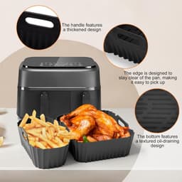 OIMG Vierkante Heteluchtfriteuse Accesoires Set - 18 Stuks - Geschikt voor philips Airfryer Dual Basket 3000 Series NA350 Airfryer-accessoires - Complete Accessoireset - Waaronder siliconenvorm/heteluchtfriteuse-accessoires/grill/broodvormen/tangen — thumbnail 5