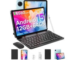 DOOGEE TAB A9 VIP - Tablet - 9 GB RAM + 64 GB ROM (2TB/TF) - 10,1" HD IPS - Android 15 - 6580 mAh - 5G WiFi - Face ID - met toetsenbord en stylus - dubbele luidspreker - Blauw
