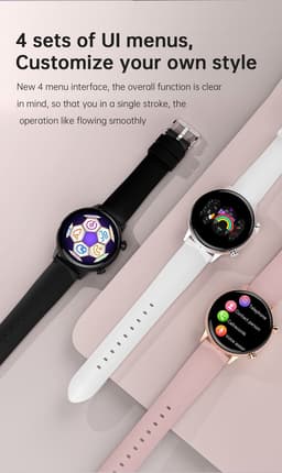 Smartwatch voor Dames 1.19inch AMOLED - Hartslagmeter - Stappenteller - Slaapmonitor - Multisport - Compatibel met Android en iOS - Waterproof - ZWART - Staal Band — thumbnail 4