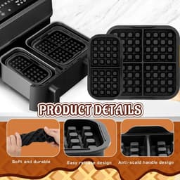 4 stuks Air Fryer Accessories - geschikt voor Philips Airfryer Dual Basket 3000 Series NA350 - Includes Waffle Mold Accessories en Bakplaat - zwart — thumbnail 3