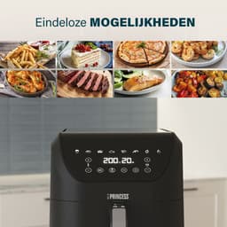 Princess Digitale Airfryer XXL 182256 - SlimFry Airfryer - Slank ontwerp - 8 liter - PFAS vrij - Heteluchtfriteuse - Digital Touchscreen - 8 Automatische Programma's - 2000W - Zwart - Ideaal voor kleinere keukens of beperkte aanrechtruimte — thumbnail 6