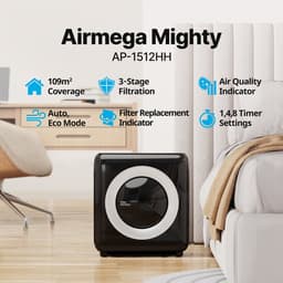 Coway ap-1512hh MIGHTY Luchtreiniger - Air Purifier - 421 m³/u - Wasbaar pre-filter + HEPA filter + geurfilter - Tegen stof, pollen, allergenen en huisdieren - Fluisterstil met slaapstand - Wirecutter Top Pick - Zwart — thumbnail 2