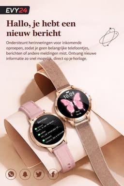 Evy24 Smartwatch Dames 35mm - AMOLED Smartwatch Horloge - Stappenteller - Slaapmonitor - Saturatiemeter - Bluetooth Bellen - Fitness Tracker voor Android & iOS - Zilver — thumbnail 5