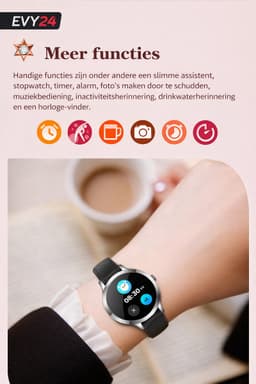 Evy24 Smartwatch Dames 35mm - AMOLED Smartwatch Horloge - Stappenteller - Slaapmonitor - Saturatiemeter - Bluetooth Bellen - Fitness Tracker voor Android & iOS - Zilver — thumbnail 7