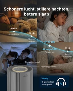 Coway Luchtreiniger – AIRMEGA 350 – met HEPA filter – Air Purifier – CADR 713 m³/u – voor grote ruimtes (tot 148 m²) – PM10 sensor – energiebesparende modus – Wit — thumbnail 10