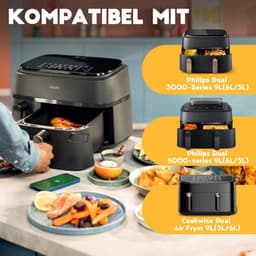 Accessoires Siliconen Heteluchtfriteuse Gescht voor Philips Dual Basket Airfryer 3000-5000 Serie 9L(6L/3L), Airfryer Siliconen voor Cookwise Dual Zone 9L(3L/6L) — thumbnail 7