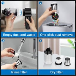 Handstofzuiger met Accu – 15000 PA | 4-in-1 Mini Autostofzuiger | Krachtige Draadloze Schoonmaker voor Auto, Keuken, PC, Bank, Huis & Huisdierenhaar | USB-oplaadbaar – Compact & Slim — thumbnail 2