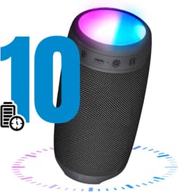 Akashi, Draagbare 10W Bluetooth-luidspreker 10 uur autonomie en veelkleurige LED, Zwart — thumbnail 2
