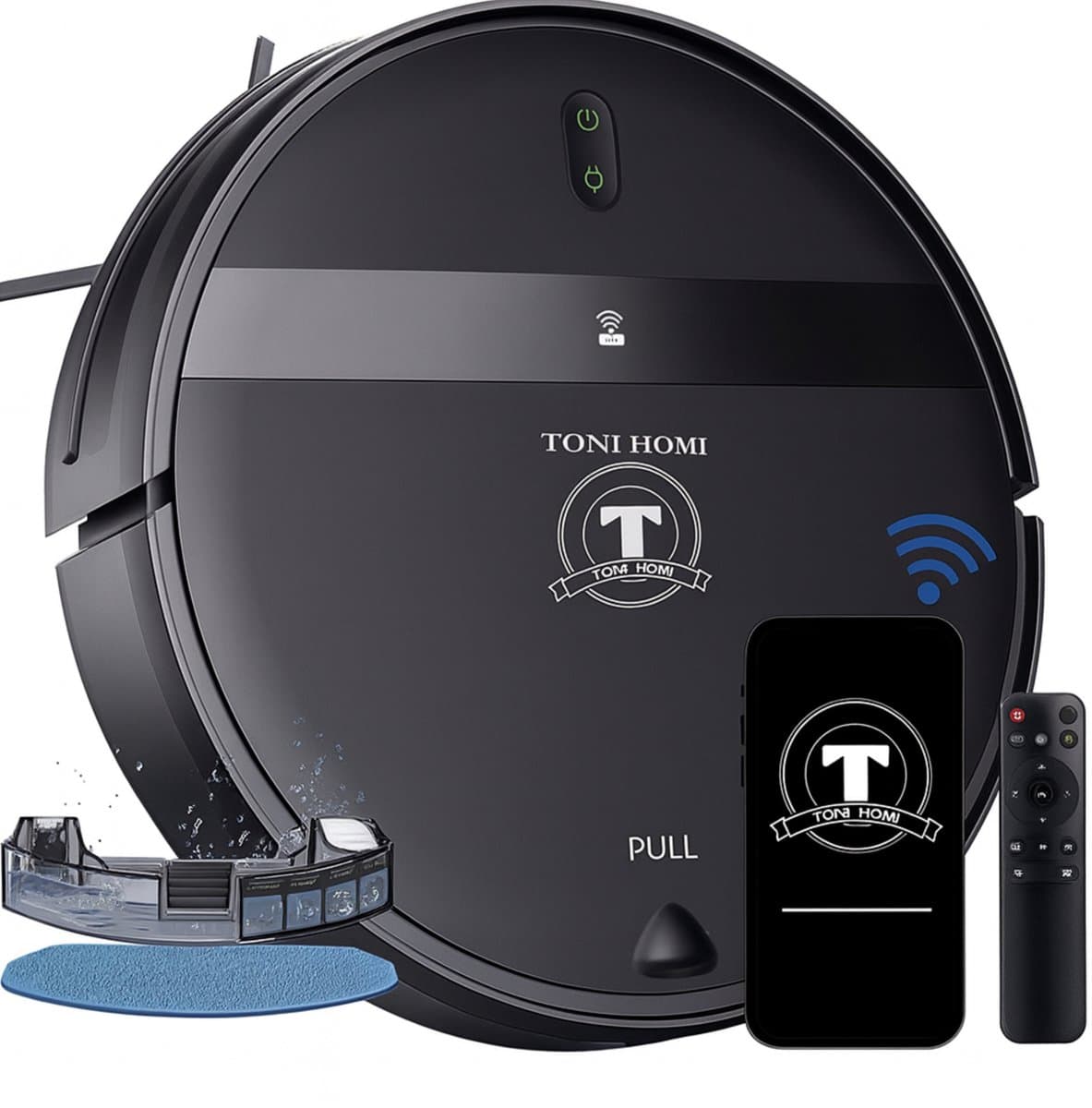 TONIHOMI® G20 - Robotstofzuiger met dweilfunctie - Automatisch opladen - Robotstofzuiger met app - Robotstofzuiger huisdieren - Dweilrobot - Zwart — afbeelding 1