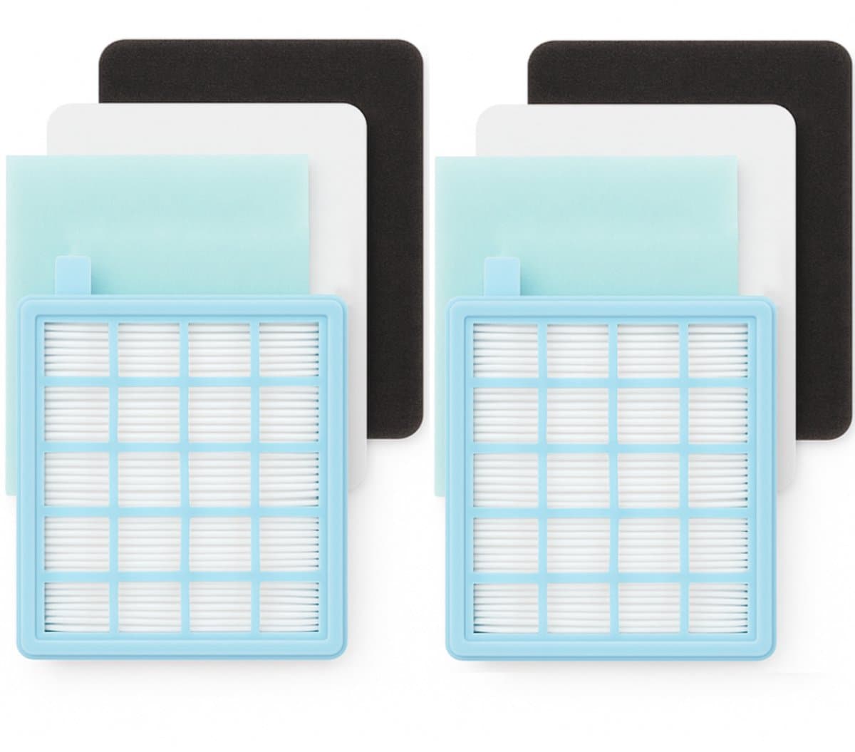 2x HEPA Filter Set geschikt voor Philips PowerPro Compact/Active Series Stofzuiger – Stofzuigerfilter Filterset Vervangingsset FC8058/01 — afbeelding 1