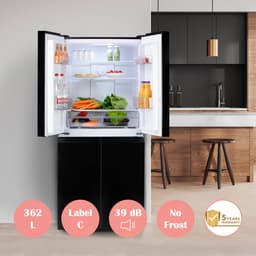 PRIMO PR182MD Koelvriescombinatie – Amerikaanse Koelkast – 4 deuren – No Frost - Energieklasse C – 362 liter (237 + 125) - Zwart — thumbnail 2