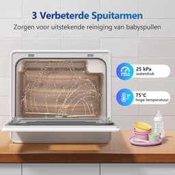 AIRMSEN Mini Vaatwasser - Met Waterontharder - Vrijstaand - Ingebouwd Watertank 5L - 9 Programma's - 6 Couverts - Wit — thumbnail 8