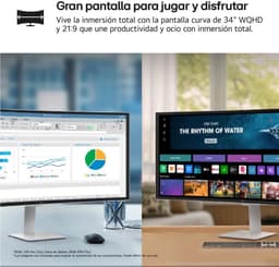 LG 34U601SA-W UltraWide Smart Monitor - Quad HD - WebOs - Apple AirPlay - Google Cast - 34 inch — thumbnail 6