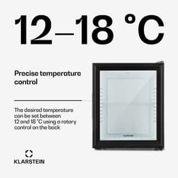 Klarstein Minibar Barmodel Koelkast - 24 Liter - glas - 0dB - Zwart - Minikoelkast - 5-15°C - voor Hotelkamer voor Kantoor - Stil Compact - Mini Fridge Kleine Koelkast Hotelkoelkast Drankkoeler Compact Koelkast — thumbnail 15